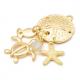 DIY Sand Dollar Accent Jewelry Charms with Sea Life, 2Pc, Gold Finish