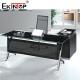 Commercial Furniture Black Glass Desk With Metal Legs Customized