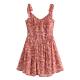 French Sweat Floral Lace Up Suspender Dress Slimming Sexy Backless Short Skirt
