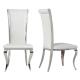 White Leather SS Dining Chairs Apartment Stainless Steel Metal Furniture