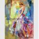 Large Thick Oil Palette Knife Oil Painting  woman canvas Colorful female abstract