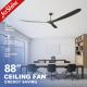 Big Ceiling Fan 88 Solid Wood Blade Dc Motor Energy Saving Fan For Office