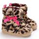 Wholesale Velvet bow Leopard print indoor booties Newborn shoes baby boots