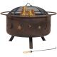 30'' portable charcoal fire pit Round Steel Deep Bowl Firepit Outside Patio