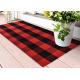 Customized Cotton Thread Red And Black Viscose Fiber Lattice Doormat
