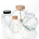 100ml 220ml Hexagonal Glass Food Jars With Lids Dipper