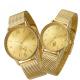 IP Plated Quartz Gold Watch OEM Custom Logo With Stainless Steel Mesh Band