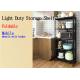Foldable Light Duty Shelving With Wheels , 3 Tiers Metal Shelving For Kitchen