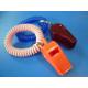Promotional Plastic Whistle in Red Color w/Wrist Coil Band