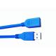 Blue PVC Jacket High Speed USB Cable , USB 3.0 Male To Female Data Cable