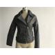 Dark Grey Ladies Faux Leather Jacket With Sherpa Collar S M L XL Size LEDO1725