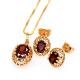 Vintage jewelry Pendants Necklaces Earrings Set For Women 18K Real Gold Plated