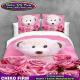Cute Bear Toy Design Rose Flowers Pure Polyester 3D Bedding Sets