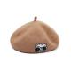 Solid Color Military Wool Beret Cap For Women With Embroidery Patch
