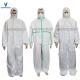 Disposable Type 5 6 Coveralls with Sealed Seam Zipper Front Hood Elastic Cuffs Ankles