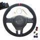 3-Spoke Wheel Hand Sewing Suede Steering Wheel Cover for Volkswagen VW Golf Plus Tiguan Passat B7 CC Touran Jetta Caddy EOS Sharan