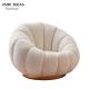Single Seater Recliner Armchair White Pumpkin Sofa Chair White Fabric Leisure