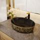 Gold Electroplate Art Sanitary Ware Basin Table Top Round Shape