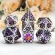 Purple resin&snowflake metal frame tabletop role-playing game specific multi sided dice set