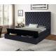 OEM/ODM Furniture factory direct wholesale eucalyptus frame velvet fabric customized storage bed High Headboard Tufted
