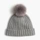 Warm Knitted Womens Winter Hats Pom Pom , Elastic Beanie With Fur Pom Pom