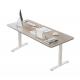 2 Stage Ergonomic Electric Height Adjustable Lifting Desk White Wooden Grain Dual Motor