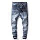The new trend of men's stitching wear broken night shop Sportsman international big-hole slim-free jeans