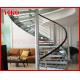 Spiral StaircaseVH11S  Spiral Stainless Steel Stair Tread Beech Curved Glass Handrail 304 Stainless Steel Railing Glass