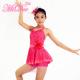 2 In 1 Pink Sleeveless Sequin Dress Leotard Girls Dance Costumes For Competition