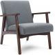 Fabric Arm Living Room Armchair Upholstered Wooden Bedroom Apartment Grey
