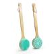 Silicone Body Scrubber with Long Handle, Dual-Sided Exfoliating Back Scrubber, Bath Shower Brush for Dry and Wet