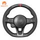 Black Carbon Suede Steering Wheel Cover for Alfa Romeo Giulia Stelvio Tonale 2020-2022