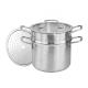 Double layer food kitchen pot spaghetti cooking pot with glass lid steamed grid