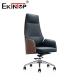 Blend Wood And Leather Office Chair PU Padded Armrest For Timeless Sophistication