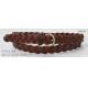 Lady Bonded Brown Leather Braided Belt Women ' S With Plaited Tape In Gold Satine Buckle