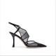 Rubber Outsole Ankle Strap Women Shoes Thin High Heel Pointed Toe Faux Leather Pumps