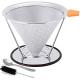 Portable 304 Stainless Steel Coffee Filter Cone Pour Over Coffee Metal Filter