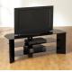 contemporary black tempered glass tv stand xyts-027