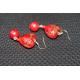 Hot selling metal casting jewelry,  wedding jewelry red heart shape beaded charms swing earrings design for brides