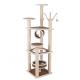 All-Season Large Cat Tree Sisal Tower Wooden Cat Condo With Rattan Mat