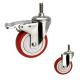 Customize Stainless Castor Wheels 4 Soft Red Wheel Medium Duty PU Threaded Stem Total Lock Casters