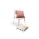 Stacked Metal Legs Dining Chair Thicker Pipe Pink Fabric