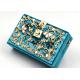 Blue Printing Flannel Evening Clutch Bags With Small Bling Crystals Accessories