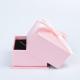Paper Pendant Necklace Ring Packaging Box With Pink Bow Square Shape