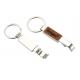Laserable PU Leather Metal Bottle Opener Keychain Rectangle With Keyring