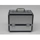 Gray Aluminum Cosmetic Case PVC Beauty Box With Four Trays Portable For Travel