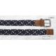 Navy & White Stretch Belts For Jeans , Mens Elastic Stretch Belts