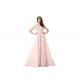 Light Pink Half Sleeve Evening Dresses / Saudi Wedding Bridesmaid Dress