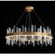 Round Shape Chandelier Crystal Ceiling Light Fixture With Metal Ceiling Plate