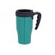 14oz travel mug with handle light green mug screwing lid slip to open FDA/LFGB/CA65/CE/E